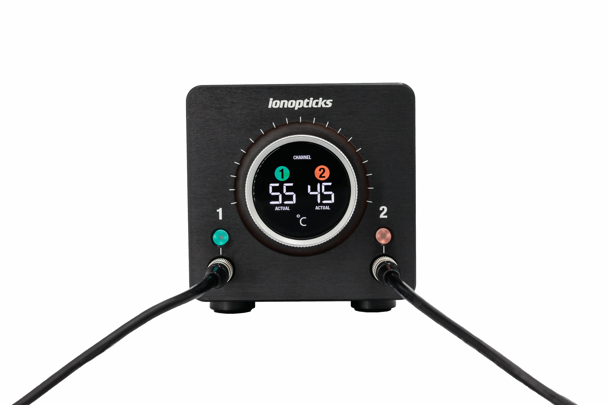 Hand adjusting IonOpticks HeatSync™ 2-Channel Controller unit